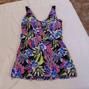 Swimsuits For All Floral One-Piece Swimsuit - Black, Pink, Blue, Green